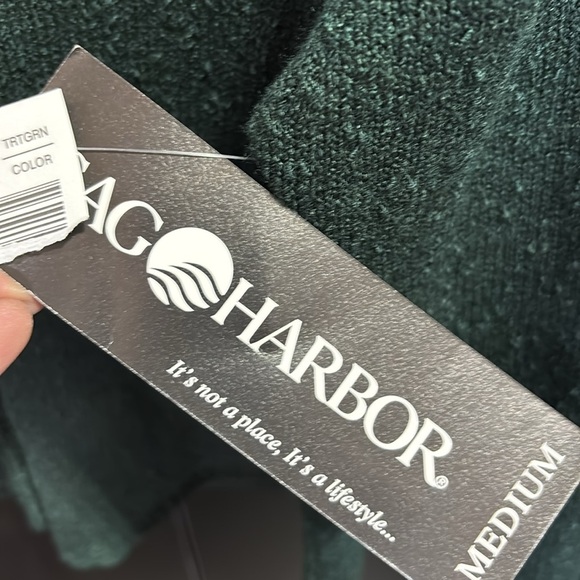 Sag Harbor Textured Knit button down cardigan, V-neck, gold floral buttons - Picture 11 of 11